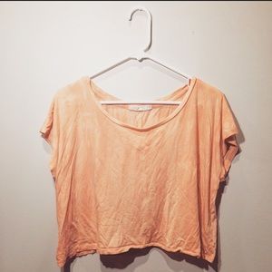 Peach tie-dye cropped tee