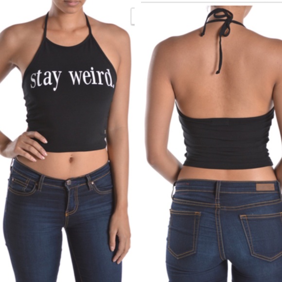 Clearance ‼️Stay weird halter crop top - Picture 3 of 3