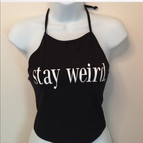 Clearance ‼️Stay weird halter crop top - Picture 2 of 3