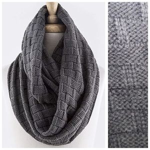 B152 Block Basket Weave Dark Gray Infinity Scarf B152 Block Basket Weave Dark Gray Infinity Scarf