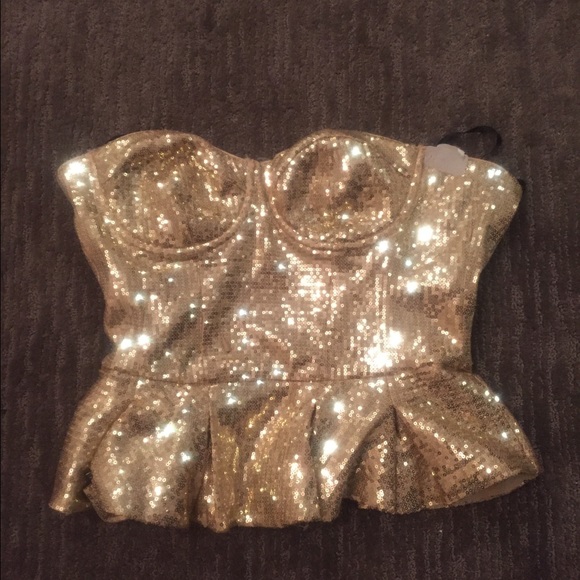 Gold sequin bustier