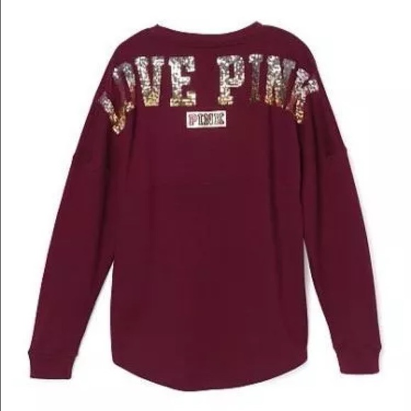 PINK Victoria's Secret Sweaters - Victoria's Secret pink bling varsity crew