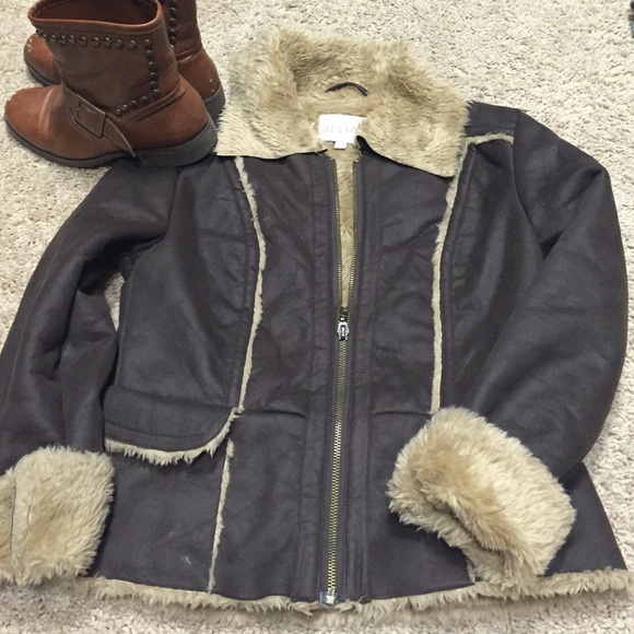 DeLiAs lined brown fur lined coat . Women's XS