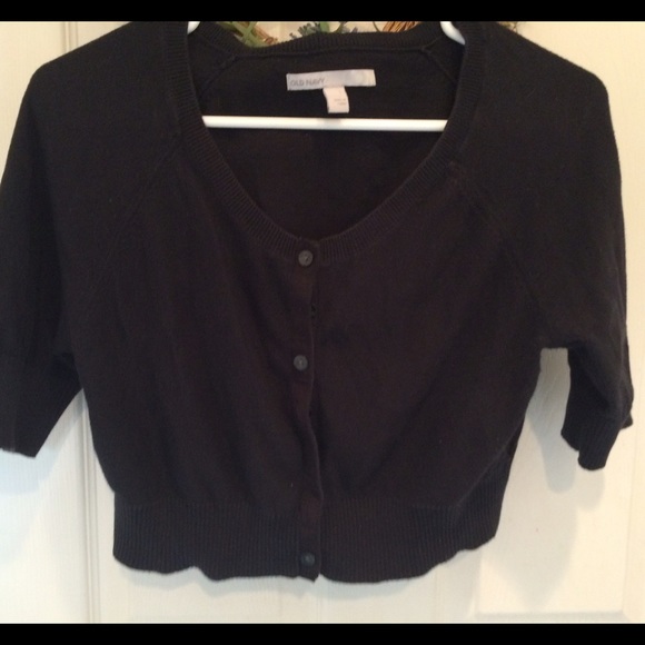 Old navy brand black cropped button down sweater.