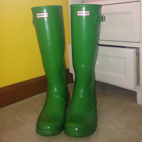 Hunter Original Gloss Tall Green Rain Boot Size 10
