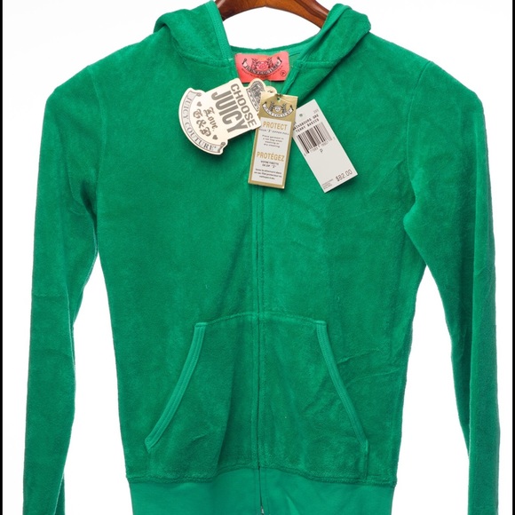 Juicy Couture Green Terry Hoodie Size P - NWT!