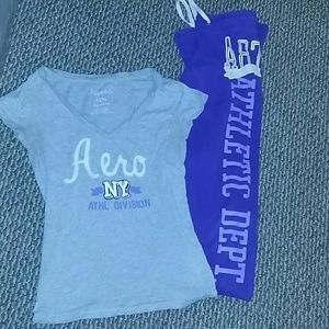 aeropostale vneck shirt & draw string pants