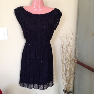 Black Lace Overlay Mini Dress Sexy Cute