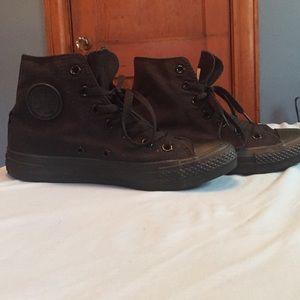 All black converse high tops, size 6