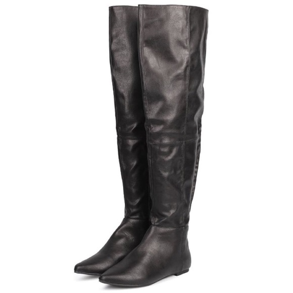 Shoes - Swirly Thigh High Leather Boots
