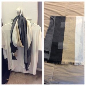 Geo-Print Scarf with Fringe Edge