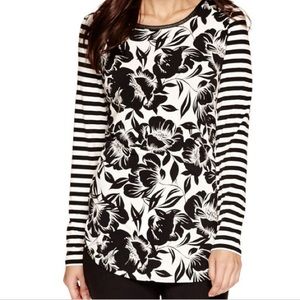 Black & White Tunic Long Sleeve Embellished Neck