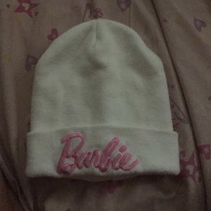 A White and pink barbie beanie