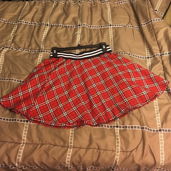Red plaid skirt