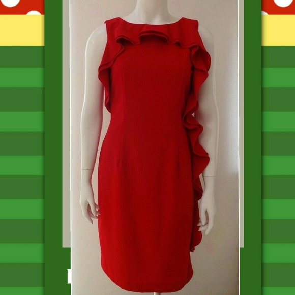 Vibrant red Calvin Klein sheath dress