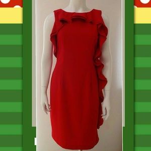 Vibrant red Calvin Klein sheath dress