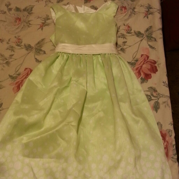 Lime Green Pok a Dot Little Girl Dress