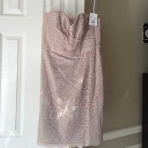 David's Bridal Short Strapless Lace Dress