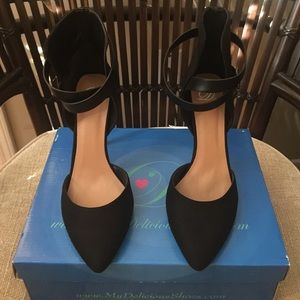 New Black micro suede heels