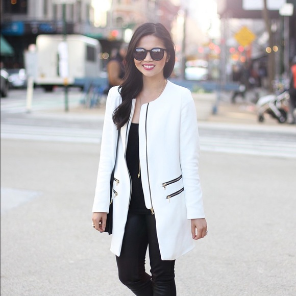 SheInside Jackets & Coats - REDUCED! White Coat with Zipper Details SheInside Jackets & Coats - REDUCED! White Coat with Zipper Details