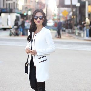SheInside Jackets & Coats - REDUCED! White Coat with Zipper Details SheInside Jackets & Coats - REDUCED! White Coat with Zipper Details