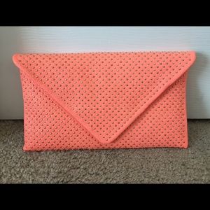 JustFab Peach Studded Clutch