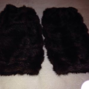 Faux mink leg warmers.