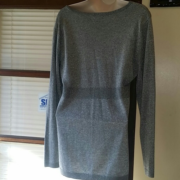 New York & Company Silver Shimmering Light Sweater - Picture 3 of 4