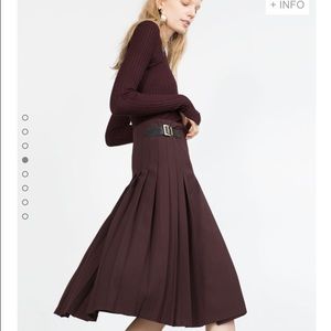 NWT Zara Maroon Midi Skirt