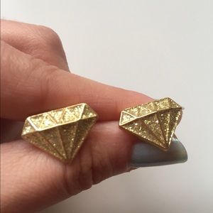 Betsey Johnson gold glitter "diamond" earrings