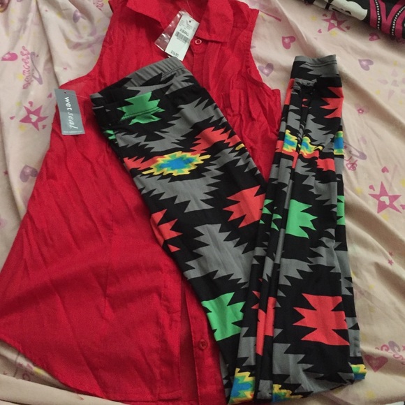 Aztec designed tights and top to match
