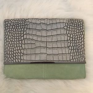 Large ASOS suede and leather clutch bag.