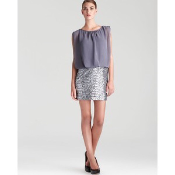 Aqua Blouson Sequin Dress