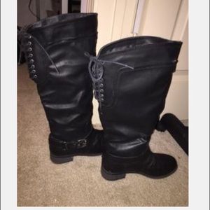 Black leather boots