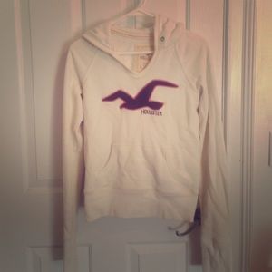 Cream and maroon hollister v neck hoodie