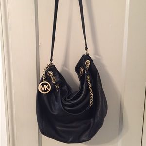 Michael Kors black leather slouch shoulder bag