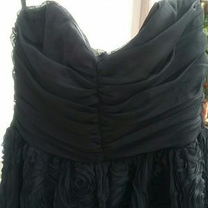 Strapless black evening dress