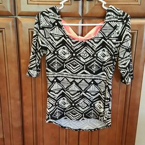 Aztec print shirt with bow back