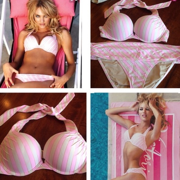 Victorias Secret Bombshell Pink/gold/cream Bikini