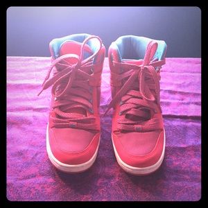 DC shoe co sneakers pink and blue