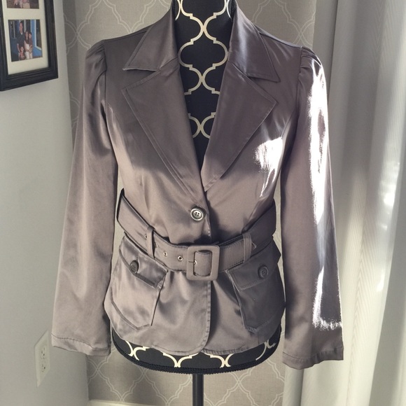 Gray belted blazer