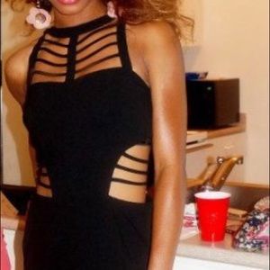 ASOS Black Midi dress cage cut