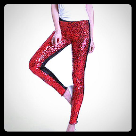 Red sequin leggings S