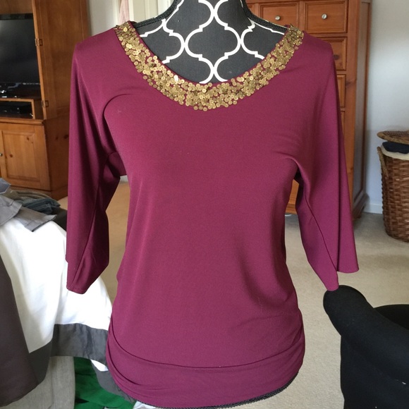 Gold sequenced embellished top