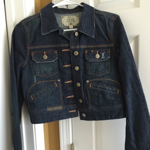 Old navy women medium jeans jacket distress look