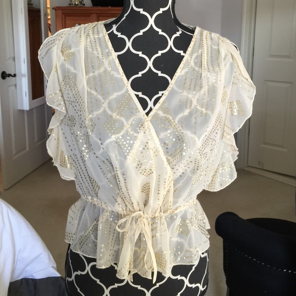 100% silk gold design blouse