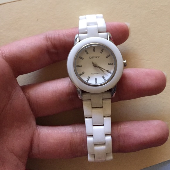Dkny ceramic pearl white watch!
