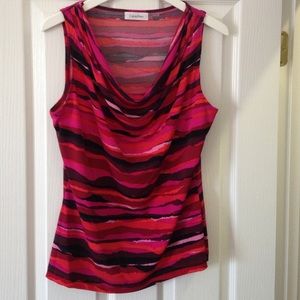 Calvin Klein red, pink & black sleeveless top.