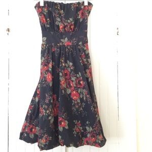 Strapless Black Floral Dress | XS