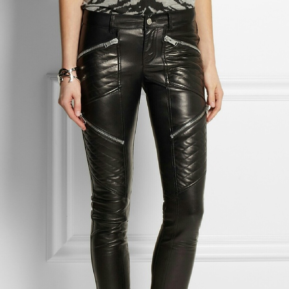 Saint Laurent Skinny Leather Zip Pants